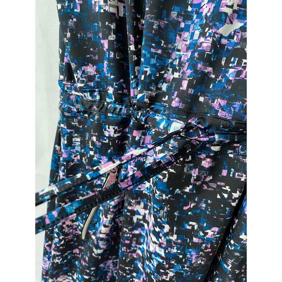 Tail Drawstring Waist Athletic Dress S Blue Black Geo Print 1/4 Zip Activewear - Picture 4 of 11
